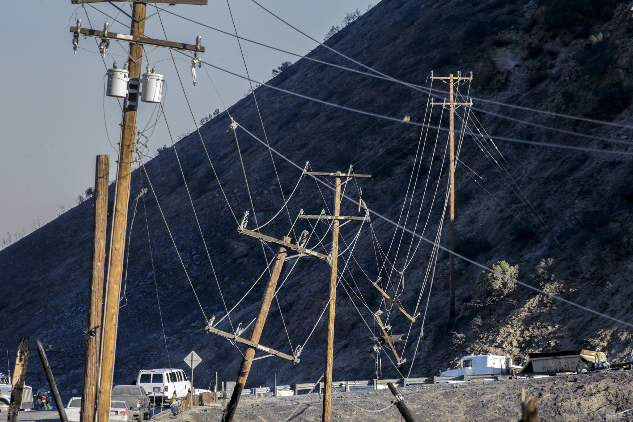 Falling electricity posts